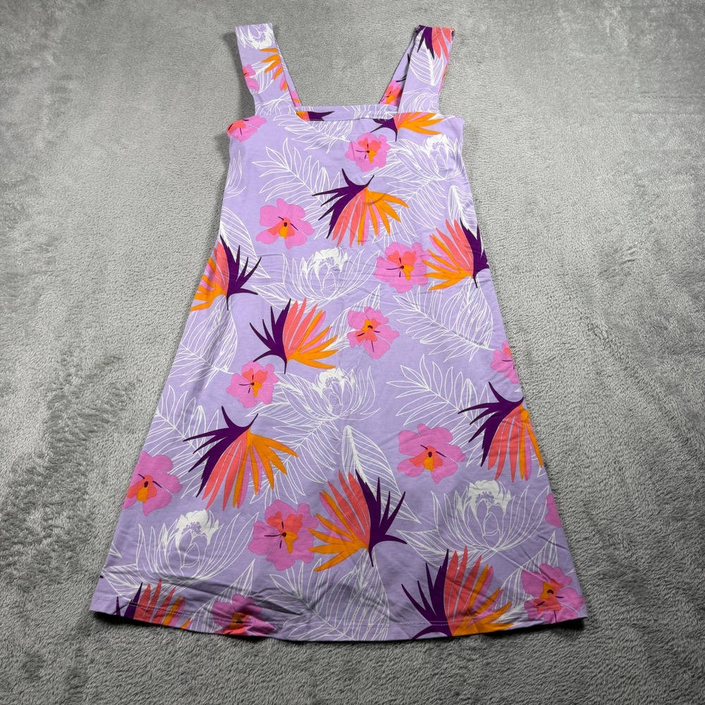 Fighting Eel Mini Dress Women XS Purple Floral Bird of Paradise Modal Spandex